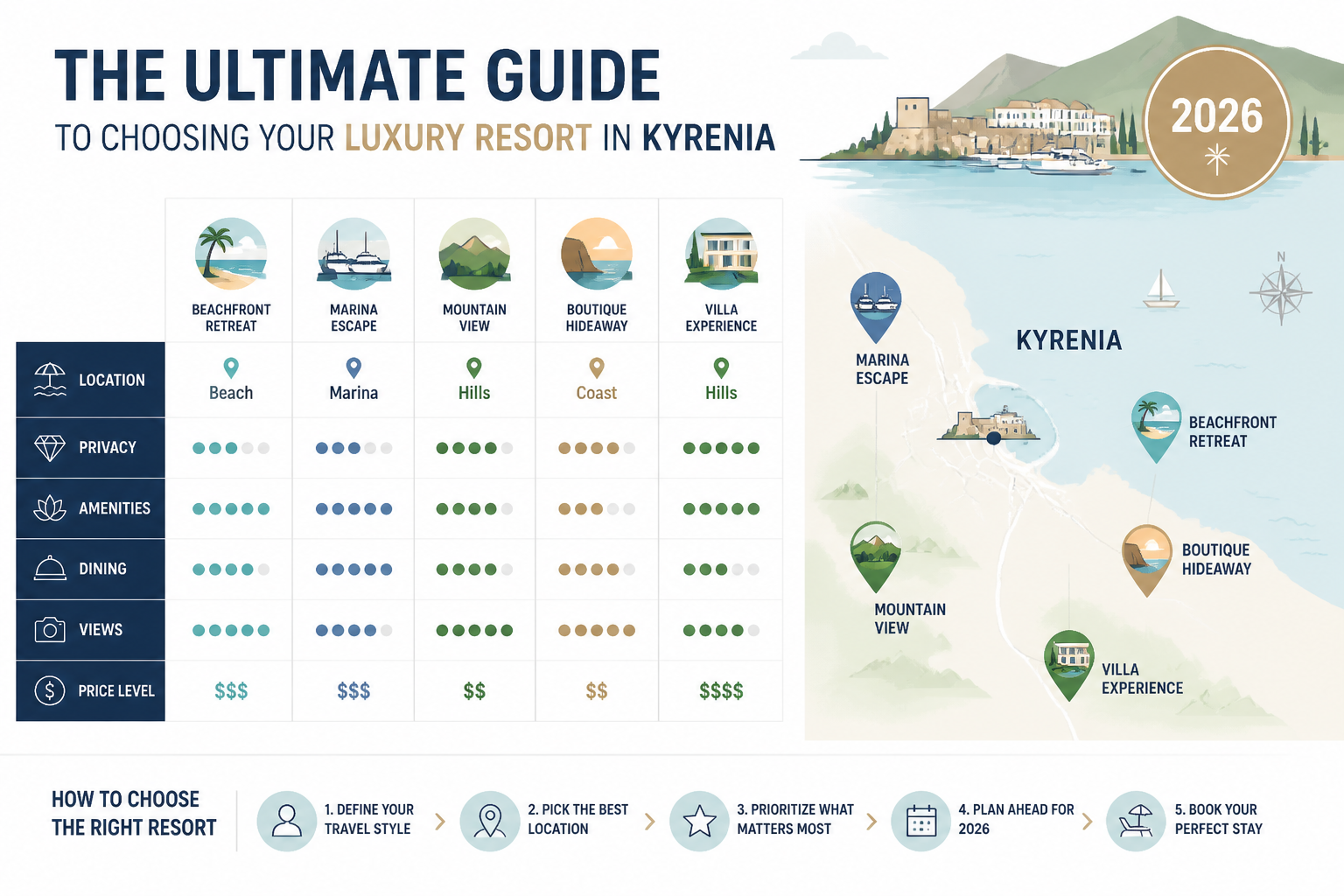 אינפוגרפיקה: The ultimate guide to choosing your luxury resort in Kyrenia 2026